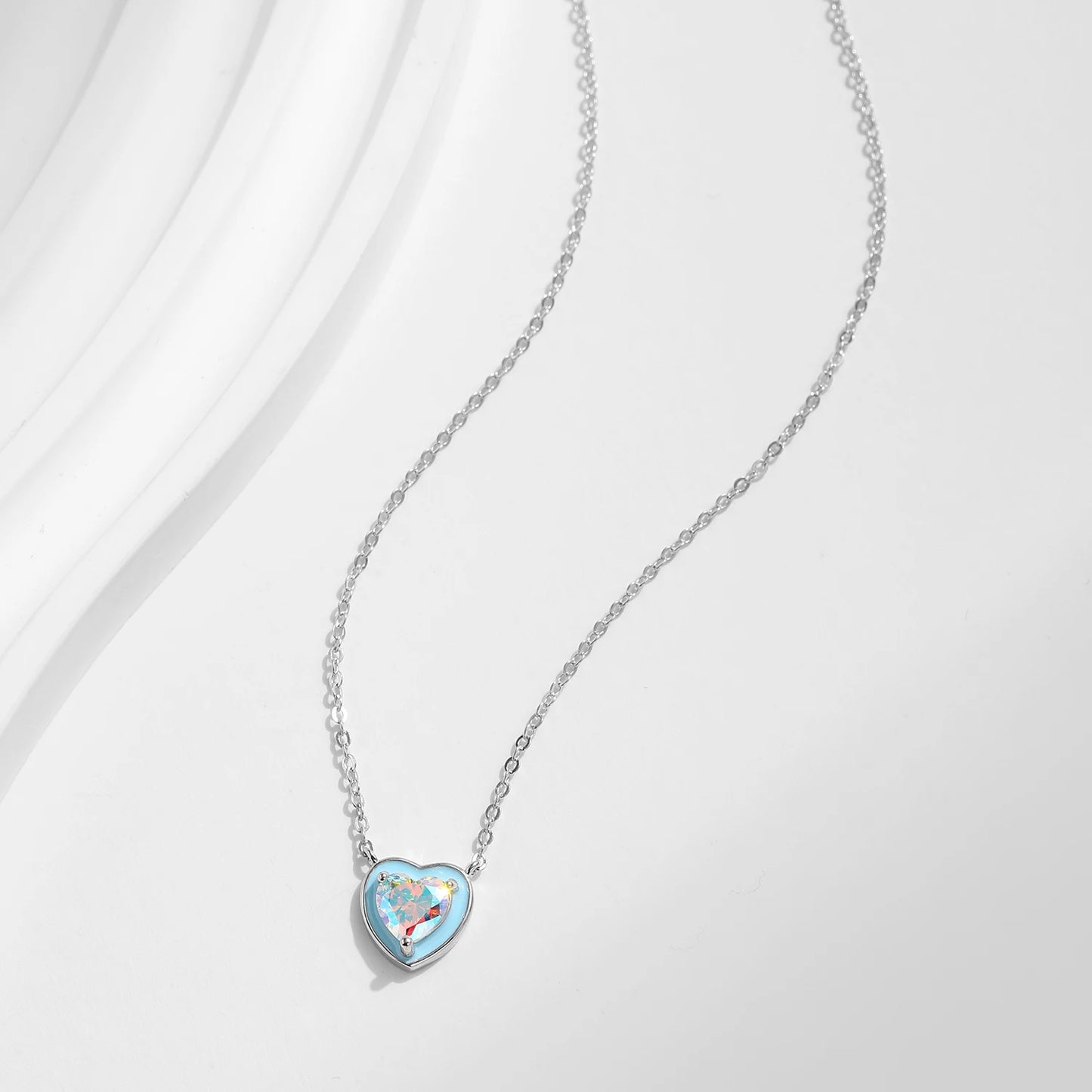 Laina Light Blue Hearts 925 Sterling Silver Necklaces For Women