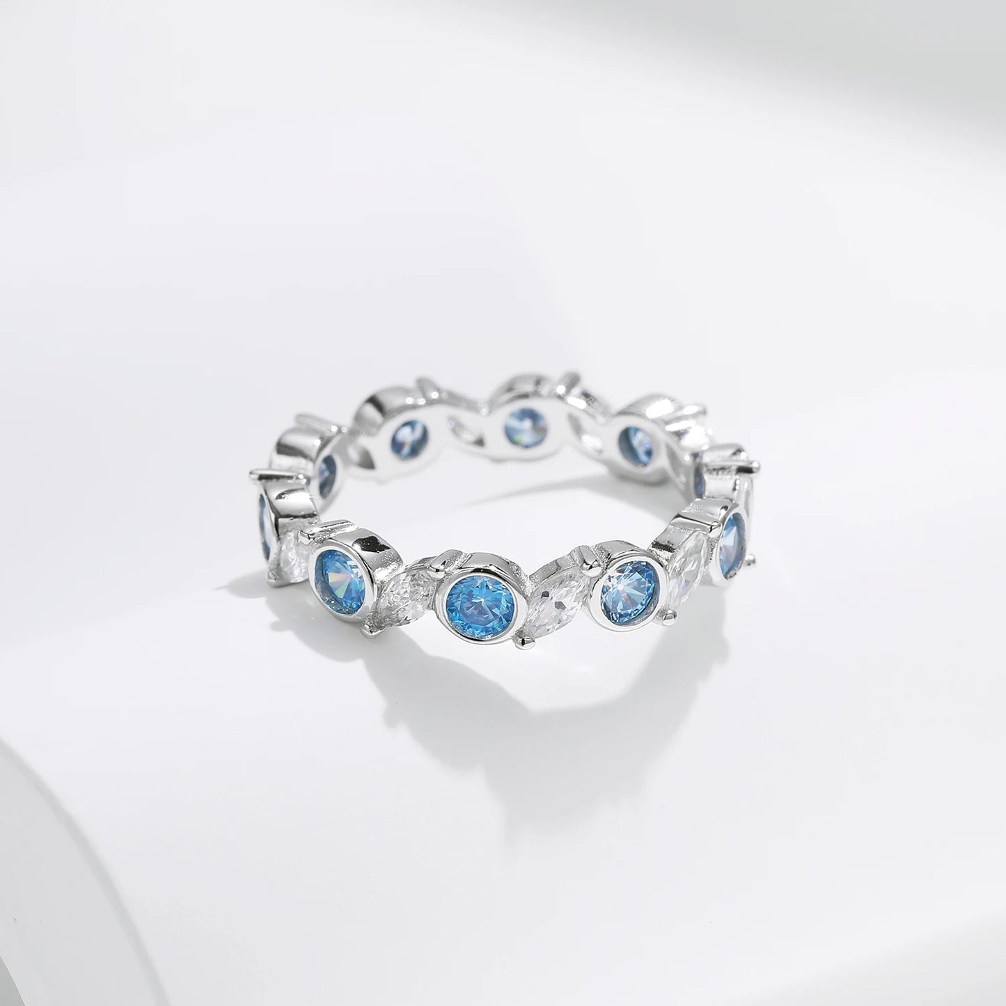 MQ Sparkle in Style with our Ocean Blue Silver Ring - Perfect for Women!