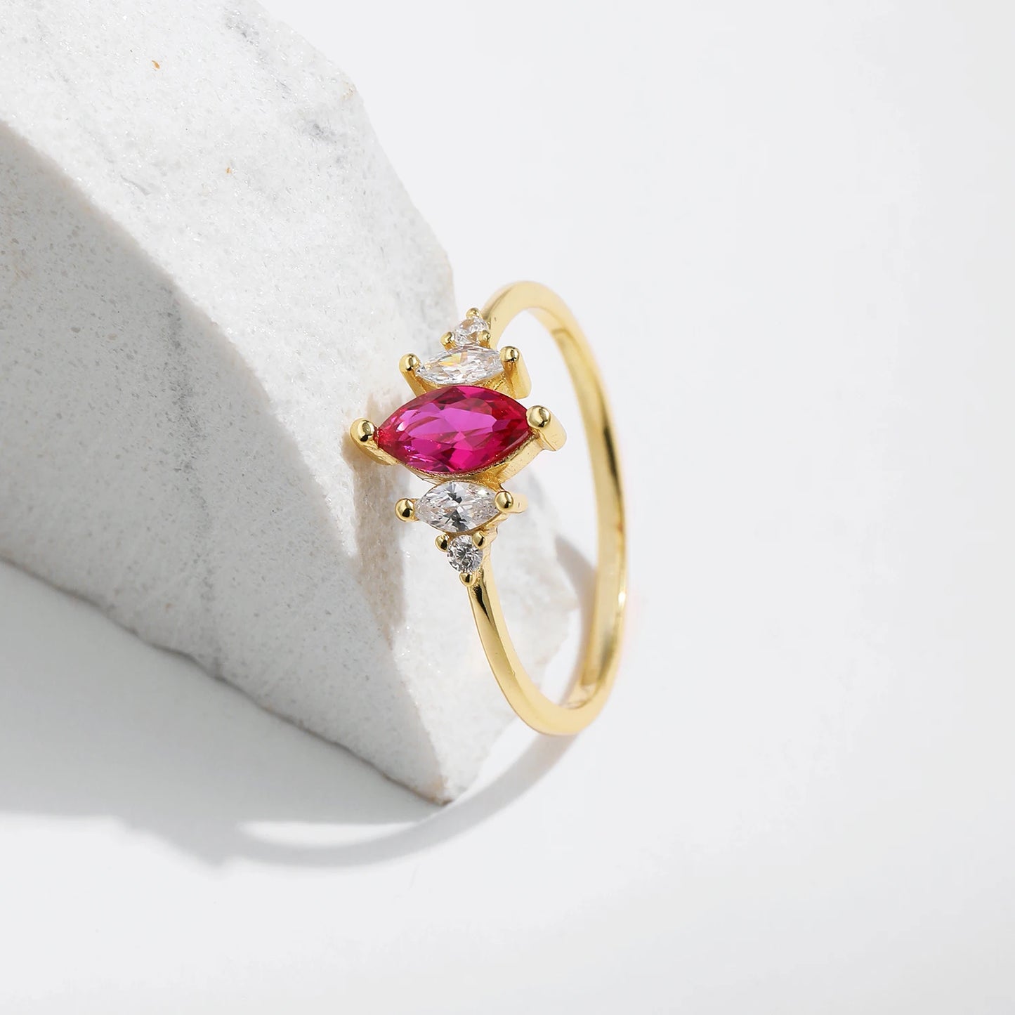 Vintage Pink Stone Ring - 925 Silver Fine Jewelry for Women