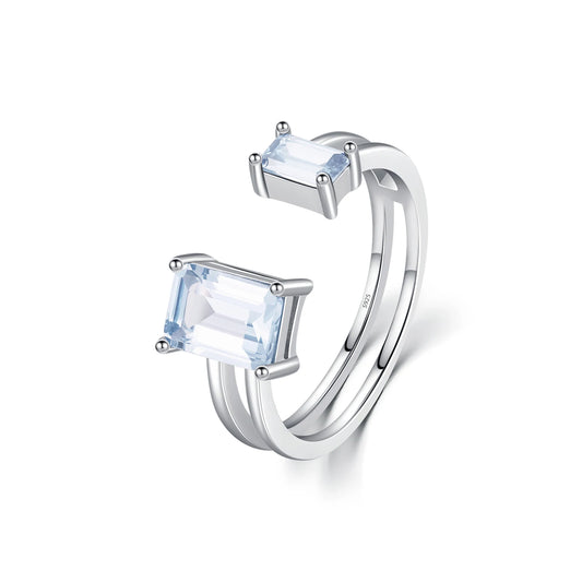 MQ 925 Silver Stunning Light Blue Ring