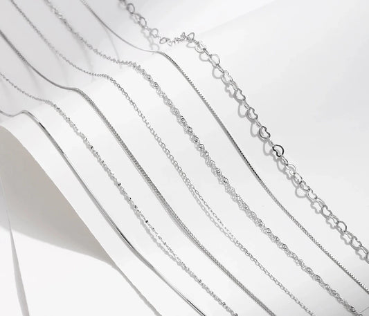 Stunning 925 Silver Necklaces for Women: Shop MQ's Basic Chain 7 models Collection!