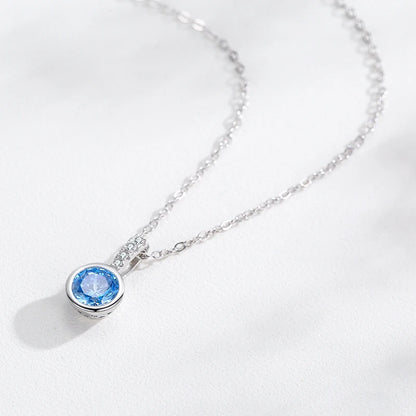 MQ pack 925 Sterling Silver Elegant Blue Zirconia Jewelry Necklace & Hoop Earrings For Women