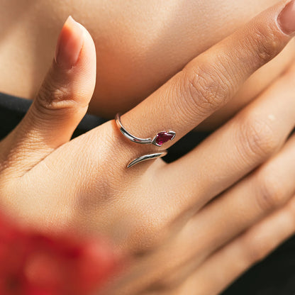 MQ Adjustable Snake Ring for Women - 925 Sterling Silver