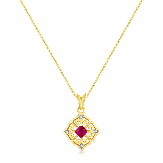 Stunning Red CZ Necklace for Women - 925 Silver Quality!