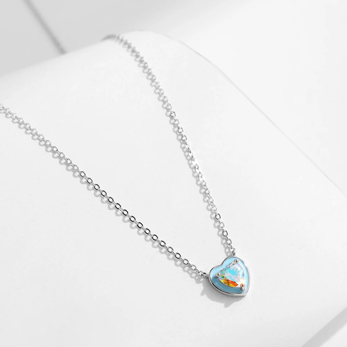 Laina Light Blue Hearts 925 Sterling Silver Necklaces For Women