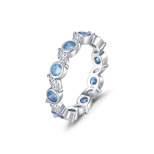 MQ Sparkle in Style with our Ocean Blue Silver Ring - Perfect for Women!