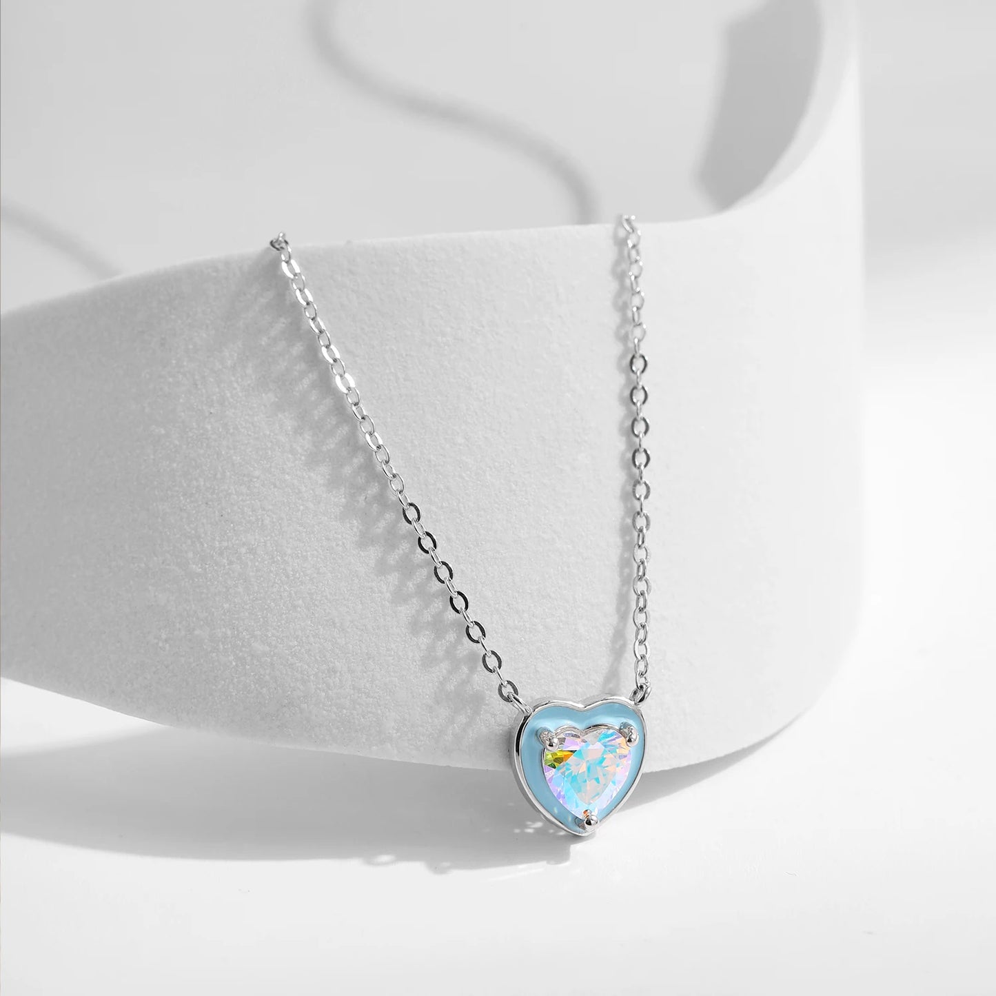 Laina Light Blue Hearts 925 Sterling Silver Necklaces For Women