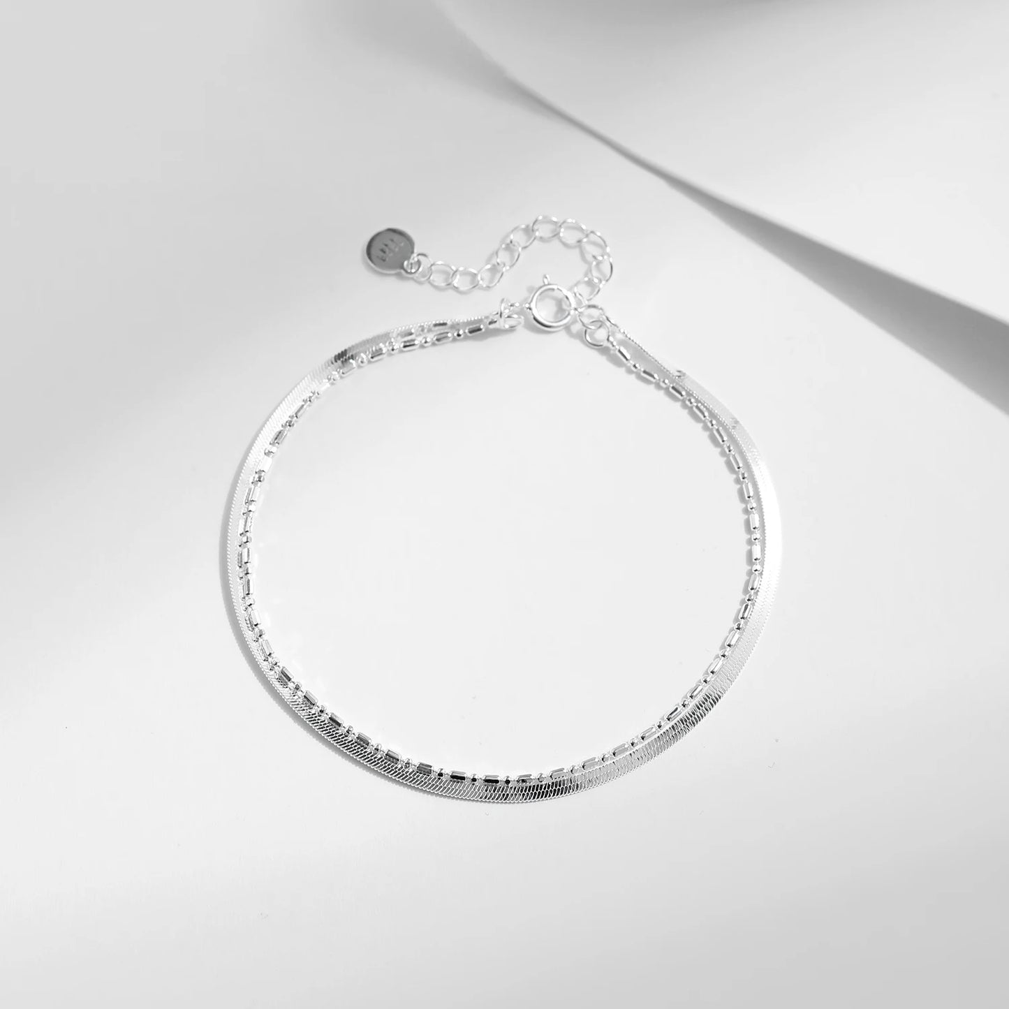 Stylish Double Layer Sterling Silver Bracelets for Women - MQ