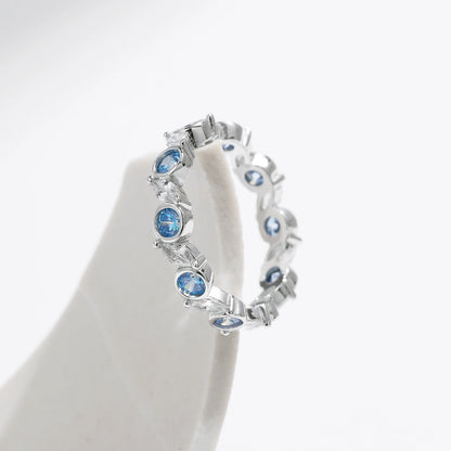 MQ Sparkle in Style with our Ocean Blue Silver Ring - Perfect for Women!