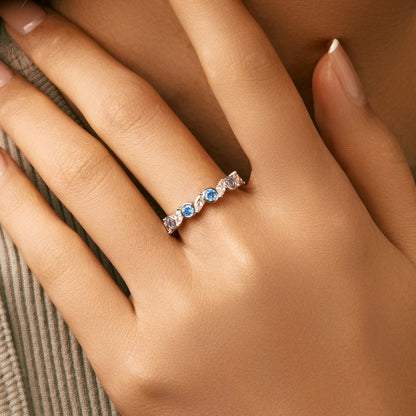 MQ Sparkle in Style with our Ocean Blue Silver Ring - Perfect for Women!