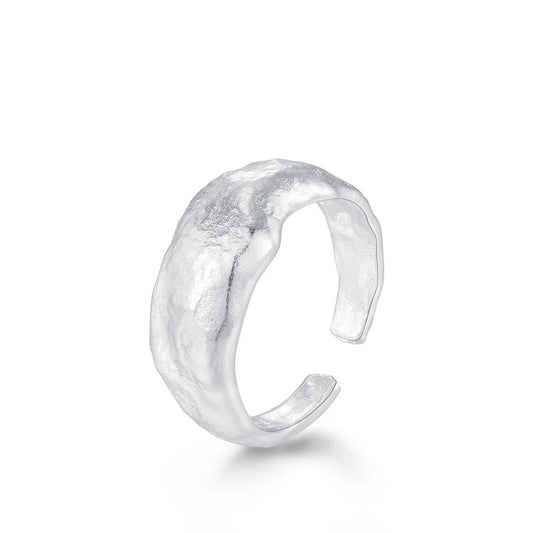 Stylish Scrub Texture Silver Ring for Women - MQ 925 Sterling Silver