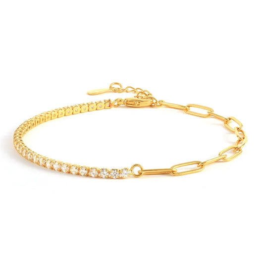 Alice Cubic Zirconia 18K Gold Color Tennis Bracelet For Women Girls 925 Sterling Silver