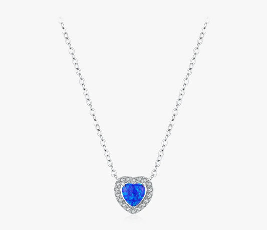 MANAR 925 Sterling Silver Blue Heart Necklace For Women