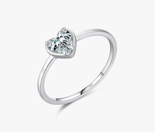 Jade 925 Sterling Silver Romantic Hearts Ring.