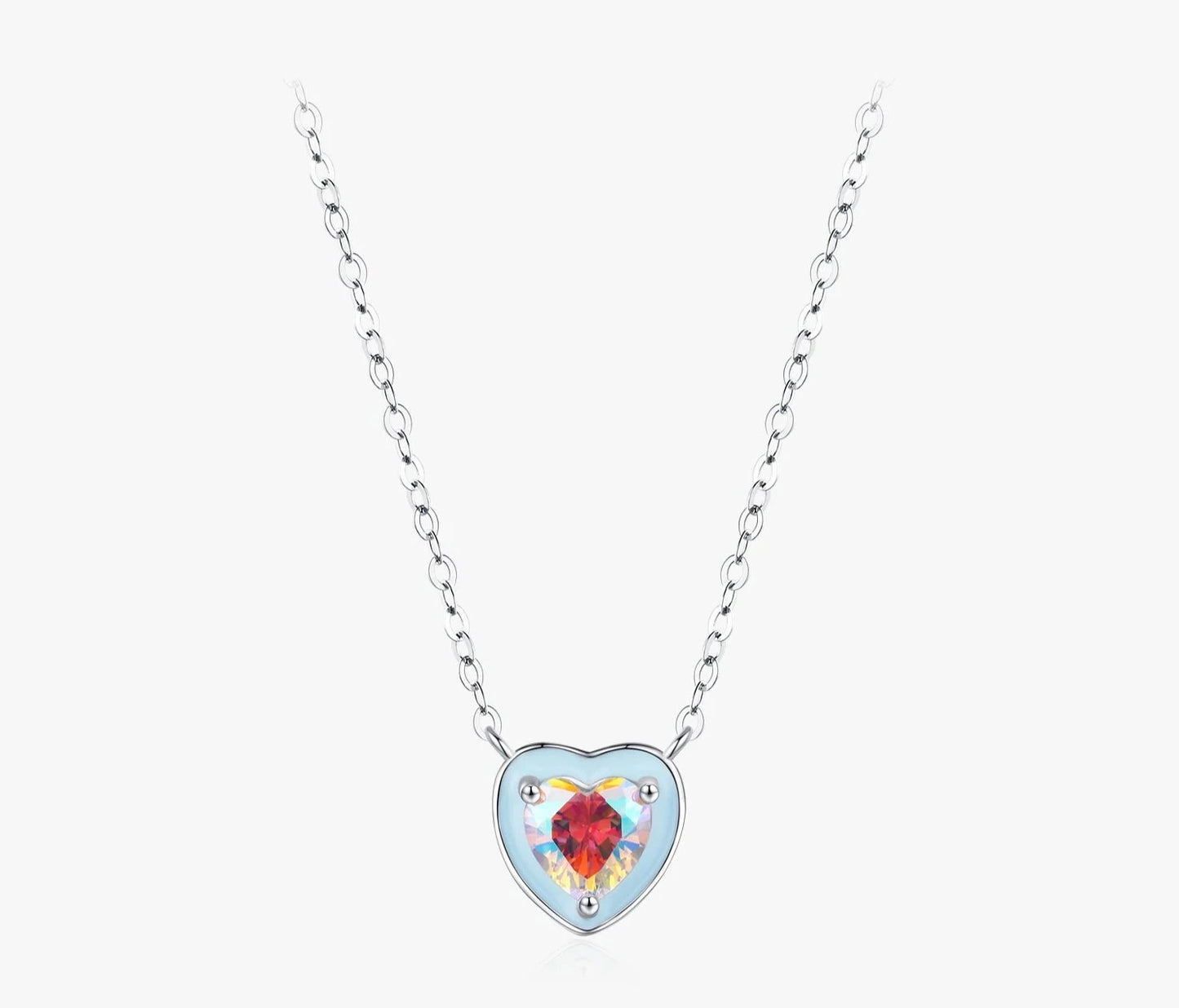 Laina Light Blue Hearts 925 Sterling Silver Necklaces For Women