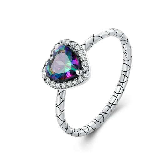 blue heart 925 Sterling Silver Ring for Women.