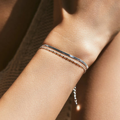 Stylish Double Layer Sterling Silver Bracelets for Women - MQ