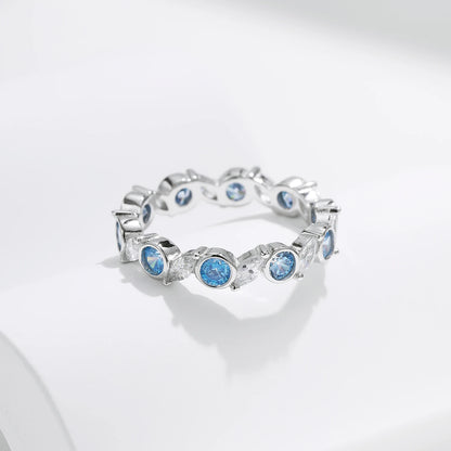 MQ Sparkle in Style with our Ocean Blue Silver Ring - Perfect for Women!