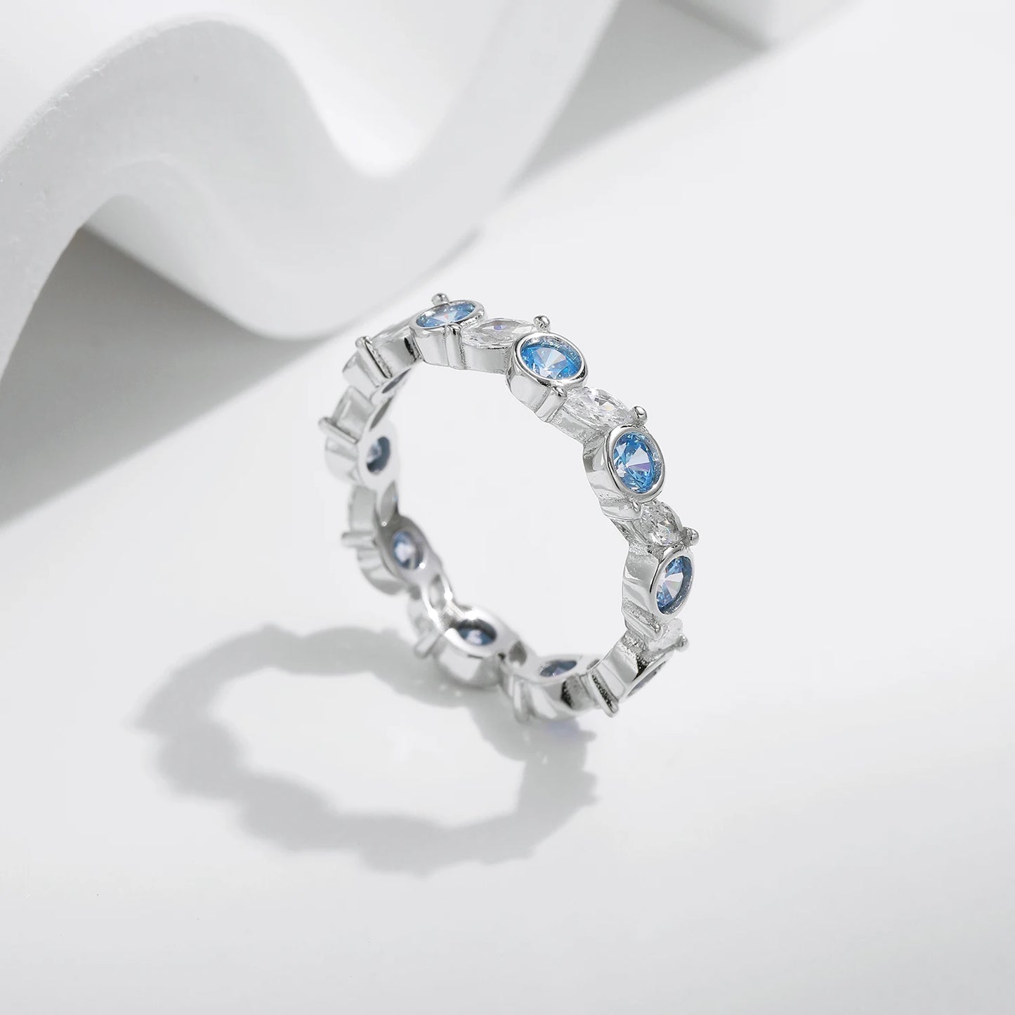 MQ Sparkle in Style with our Ocean Blue Silver Ring - Perfect for Women!