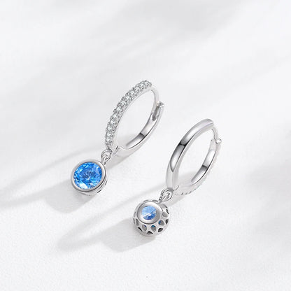 MQ pack 925 Sterling Silver Elegant Blue Zirconia Jewelry Necklace & Hoop Earrings For Women