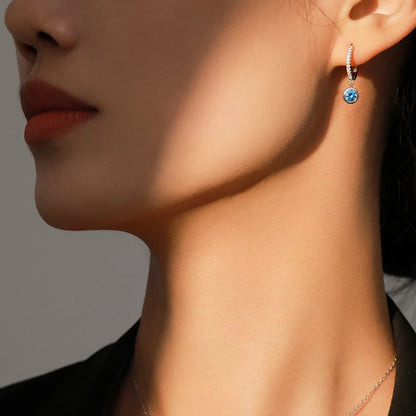 MQ pack 925 Sterling Silver Elegant Blue Zirconia Jewelry Necklace & Hoop Earrings For Women