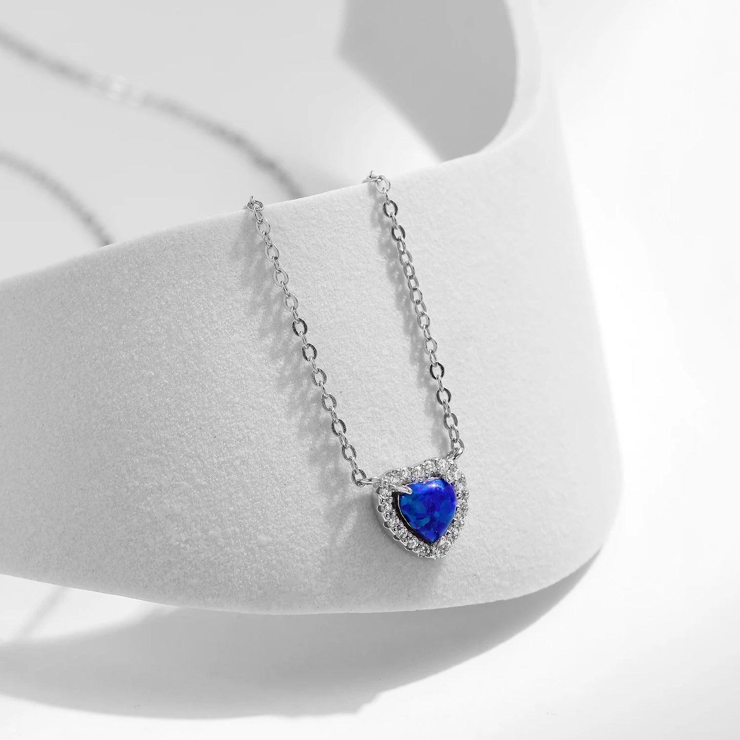 MANAR 925 Sterling Silver Blue Heart Necklace For Women