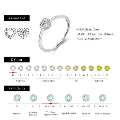 MQ Heart Shape Moissanite 925 Silver Ring