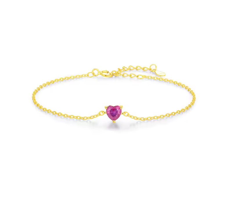 MQ Silver Red Zirconia Heart Bracelet