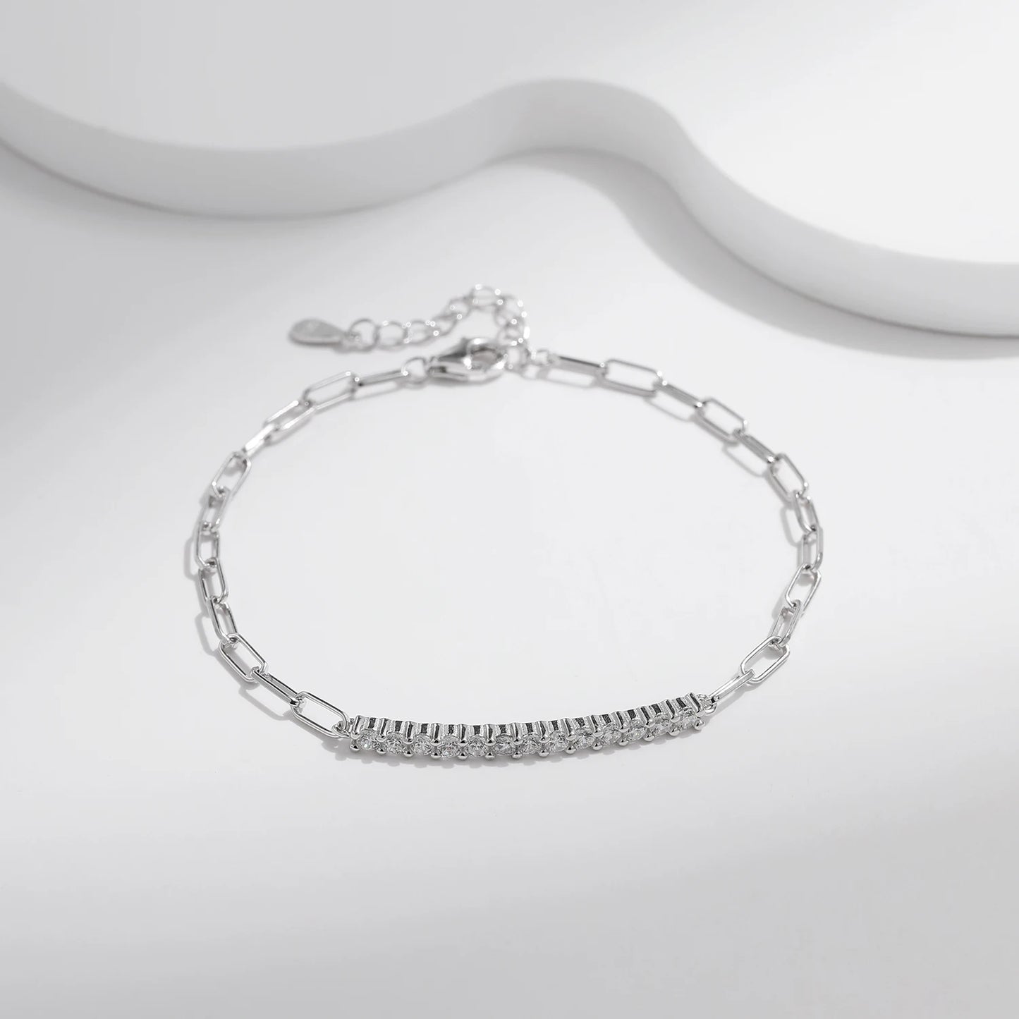 Experience Eternal Brilliance with MQ D Moissanite Bracelet - 925 Silver