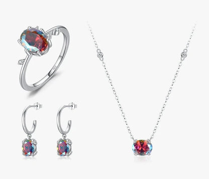 Stunning MQ Sterling Silver Jewelry Set - Ring, Earrings, Necklace